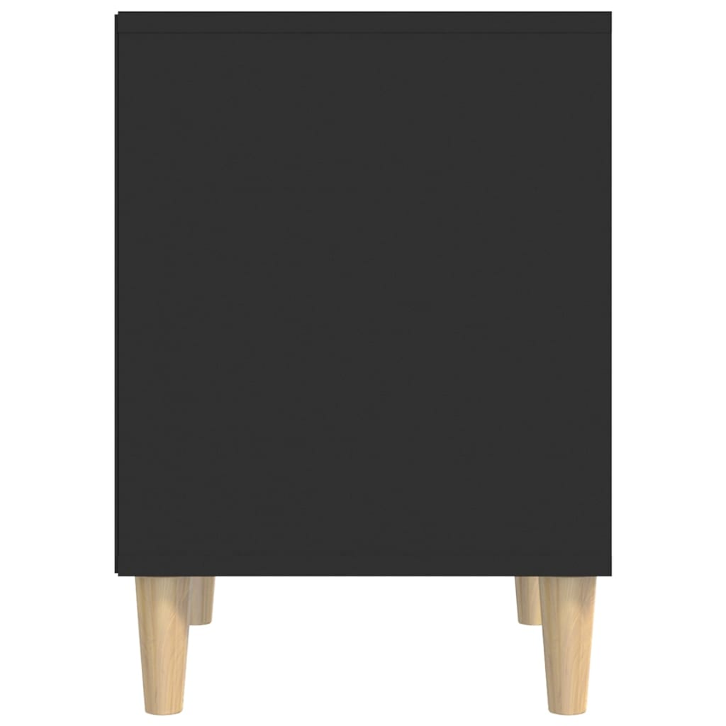 Black Engineered Wood Bedside Cabinet 40x35x50 cm