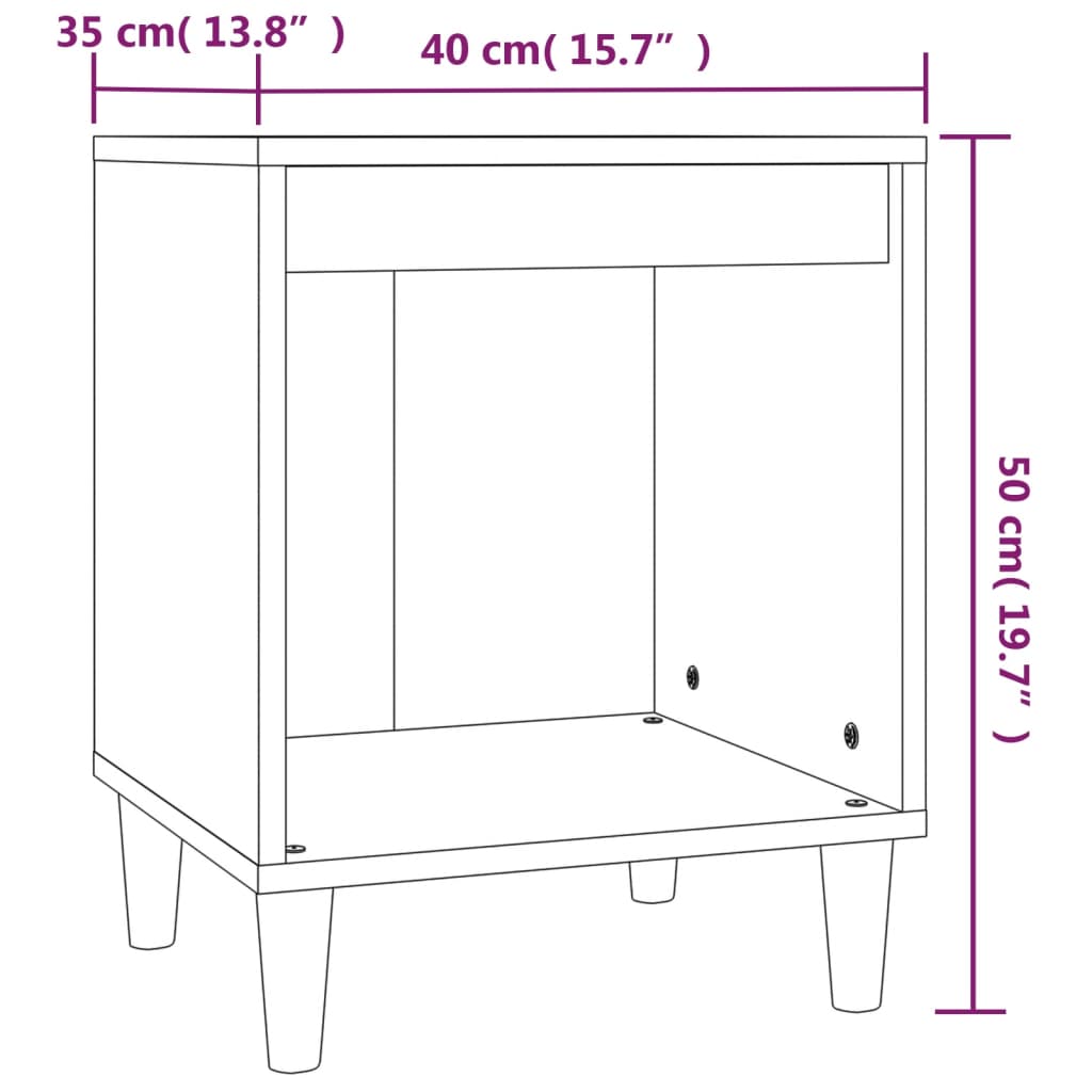 Black Engineered Wood Bedside Cabinet 40x35x50 cm