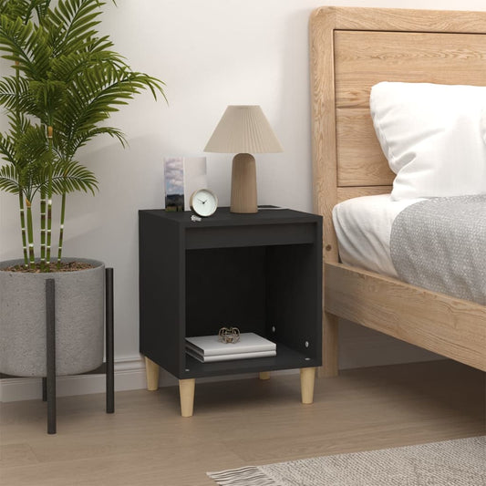 Black Engineered Wood Bedside Cabinet 40x35x50 cm