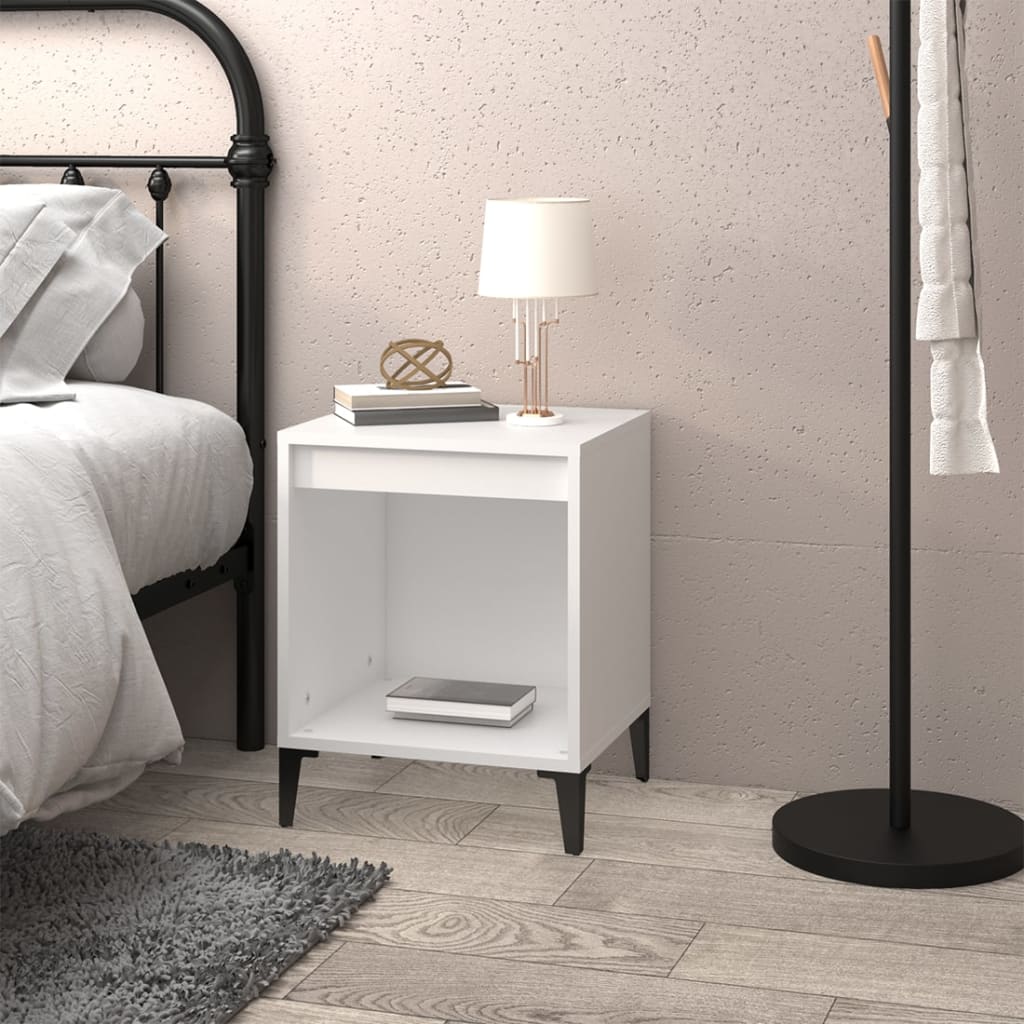 Sleek White Bedside Cabinet - Compact 40x35x50 cm MDF Design