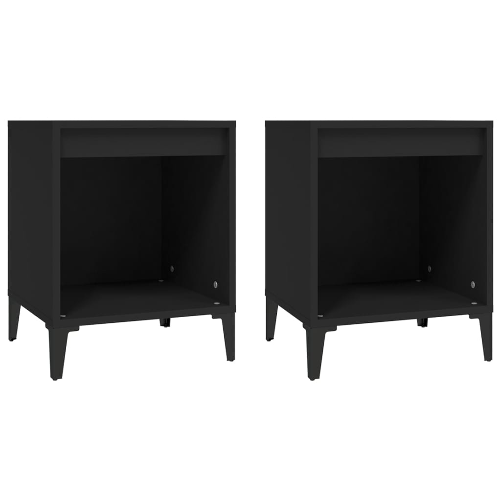 Black Bedside Cabinets Set of 2 - 40x35x50 cm - Sleek & Stylish Design