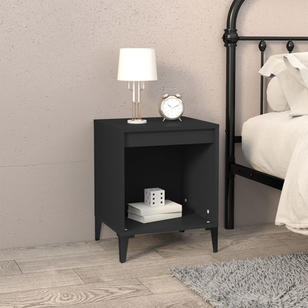 Black Bedside Cabinets Set of 2 - 40x35x50 cm - Sleek & Stylish Design