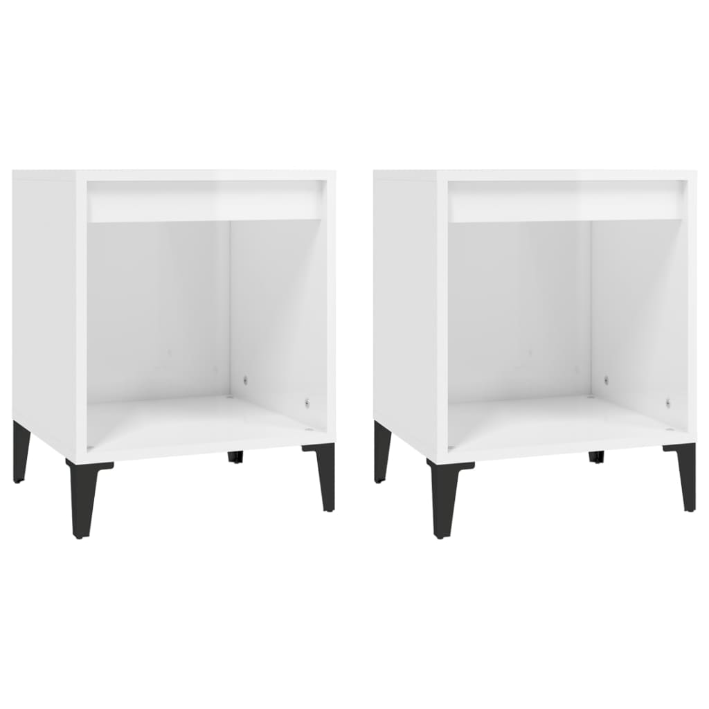 2 High Gloss White Bedside Cabinets 40x35x50 cm