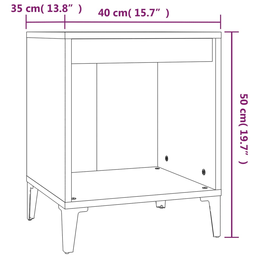 2 High Gloss White Bedside Cabinets 40x35x50 cm