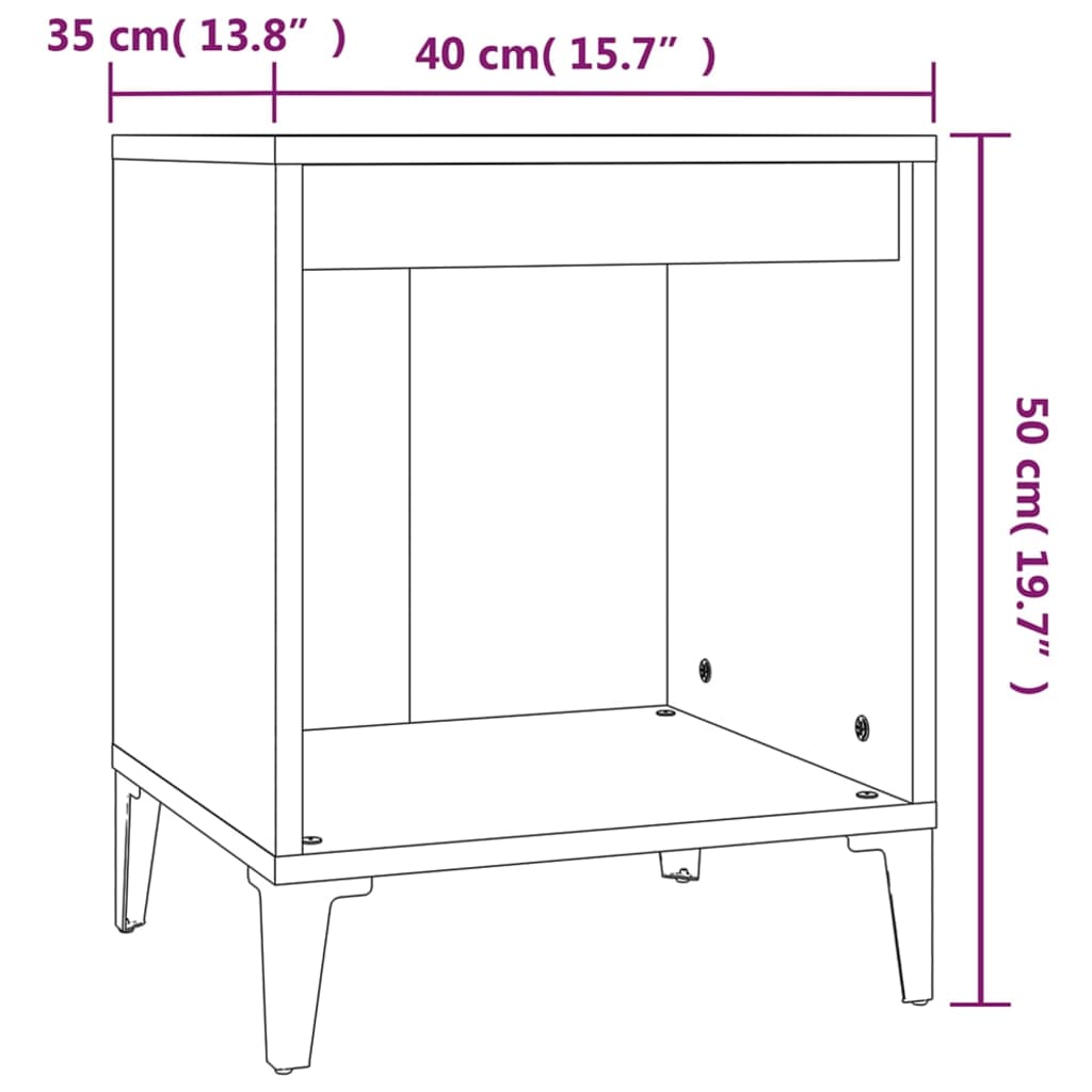 Set of 2 Concrete Grey Bedside Cabinets 40x35x50 cm