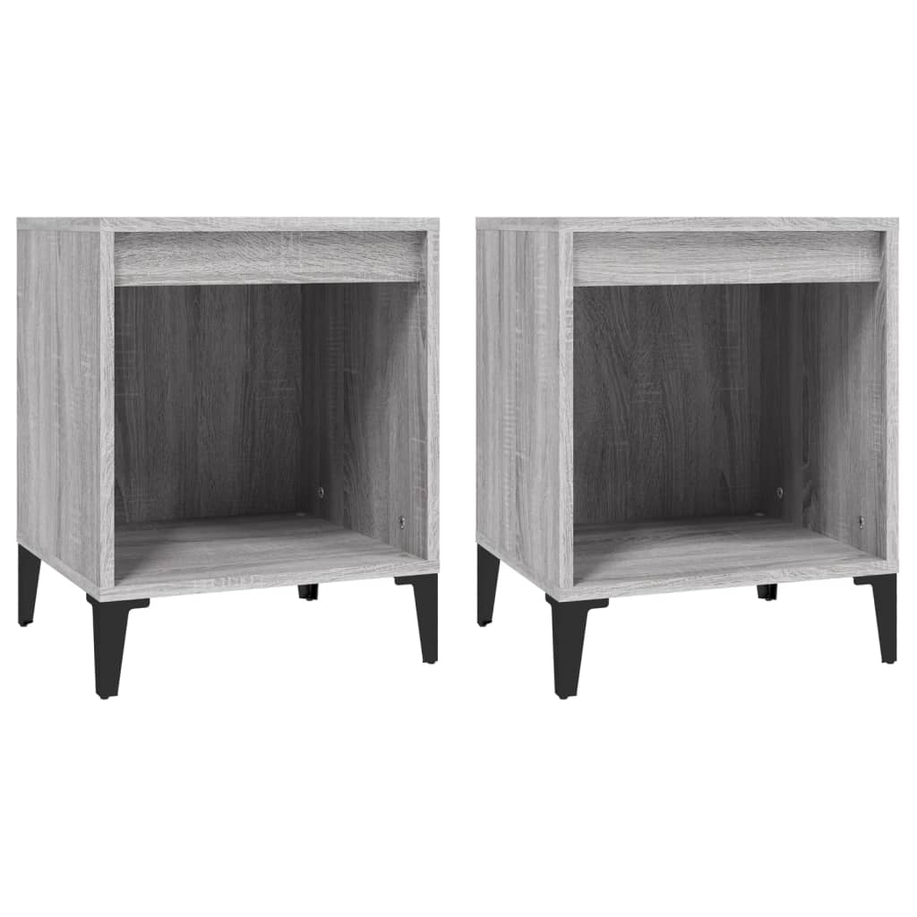 Modern Grey Sonoma Bedside Cabinets Set, 40x35x50 cm, 2 Pieces