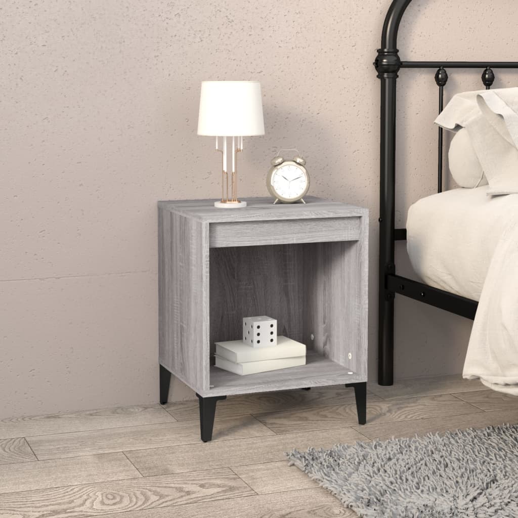 Modern Grey Sonoma Bedside Cabinets Set, 40x35x50 cm, 2 Pieces