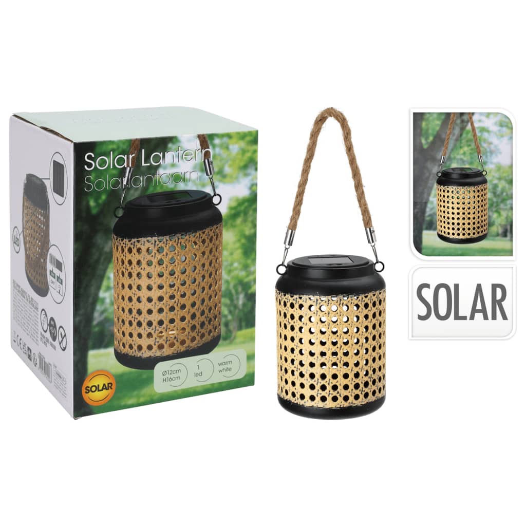 Progarden LED Solar Lantern - Portable with Handle, Black