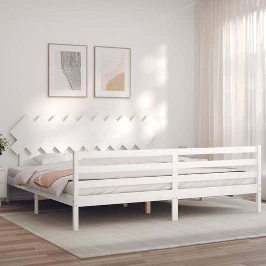 Bed Frame without Mattress White 200x200 cm Solid Wood