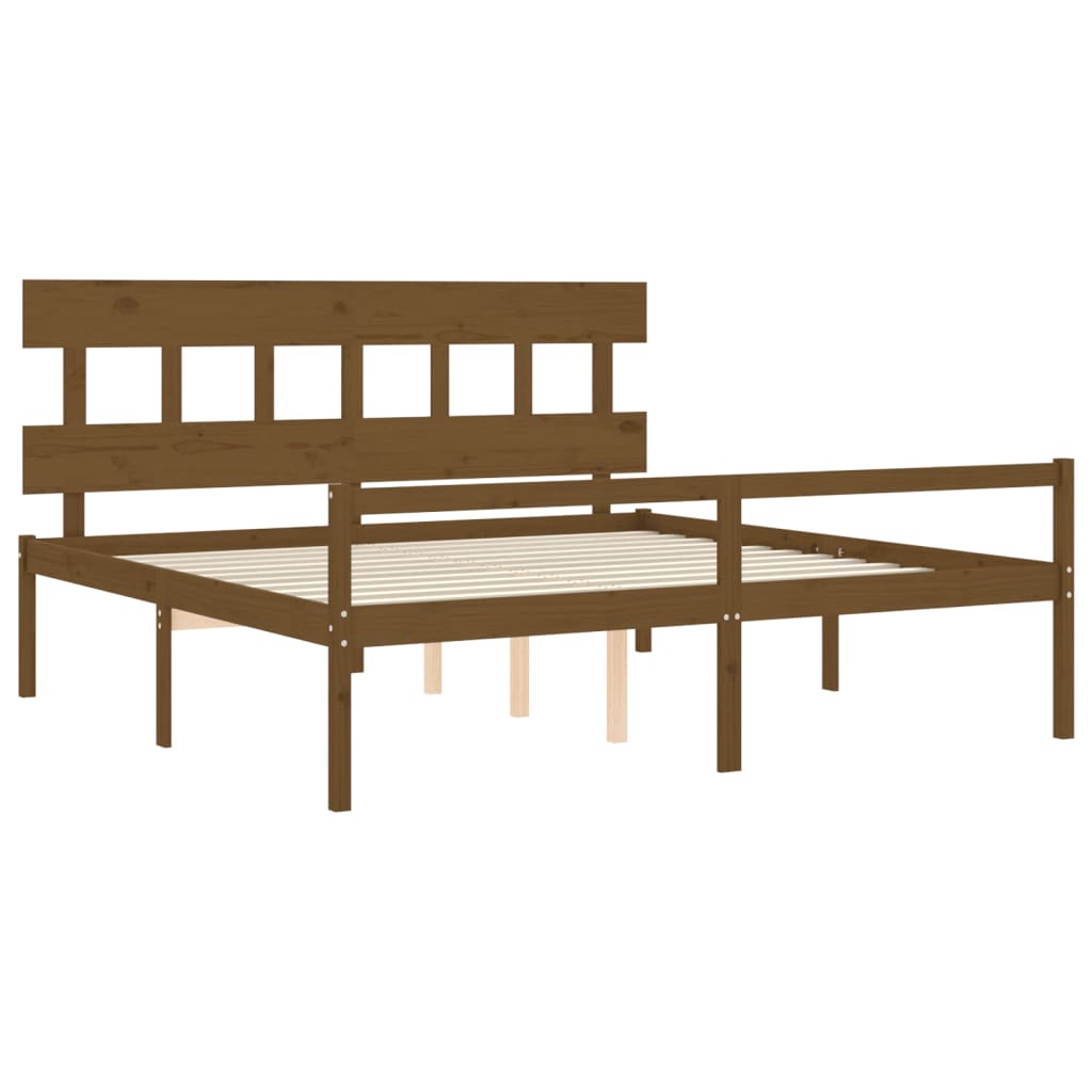 Senior Bed without Mattress Honey Brown 200x200 cm Solid Wood