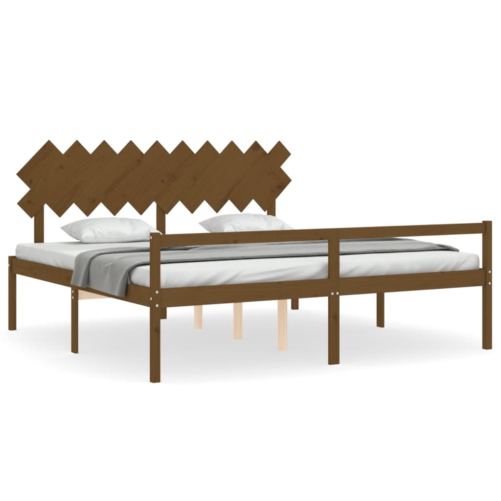 Senior Bed without Mattress Honey Brown 200x200 cm Solid Wood