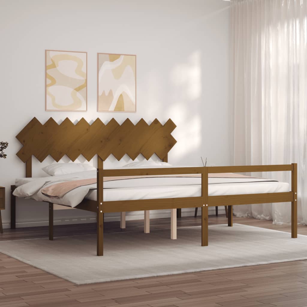 Senior Bed without Mattress Honey Brown 200x200 cm Solid Wood