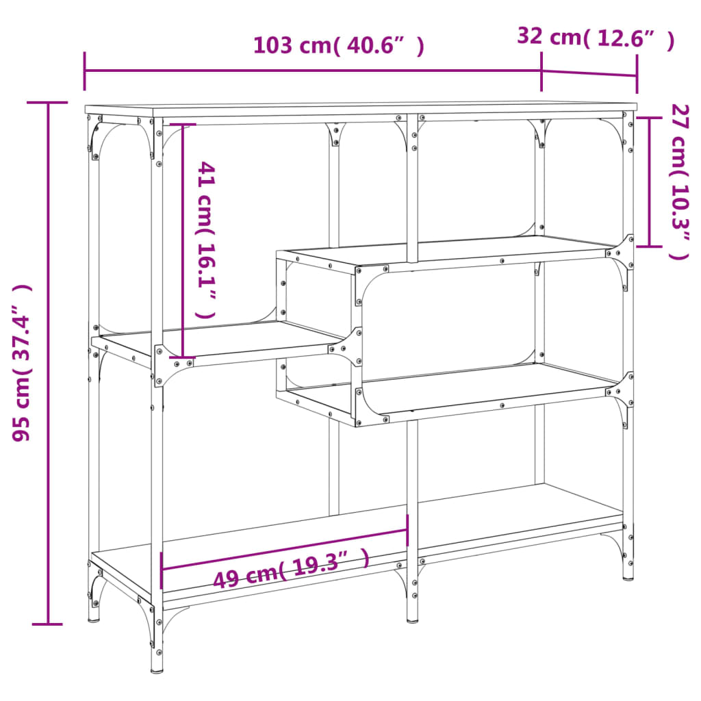 Black Engineered Wood Console Table - 103x32x95 cm