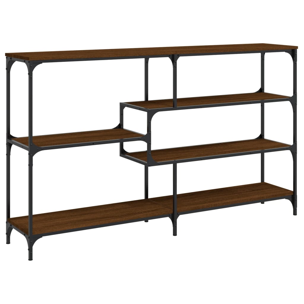 Brown Oak Console Table - Engineered Wood, 160x32x95 cm