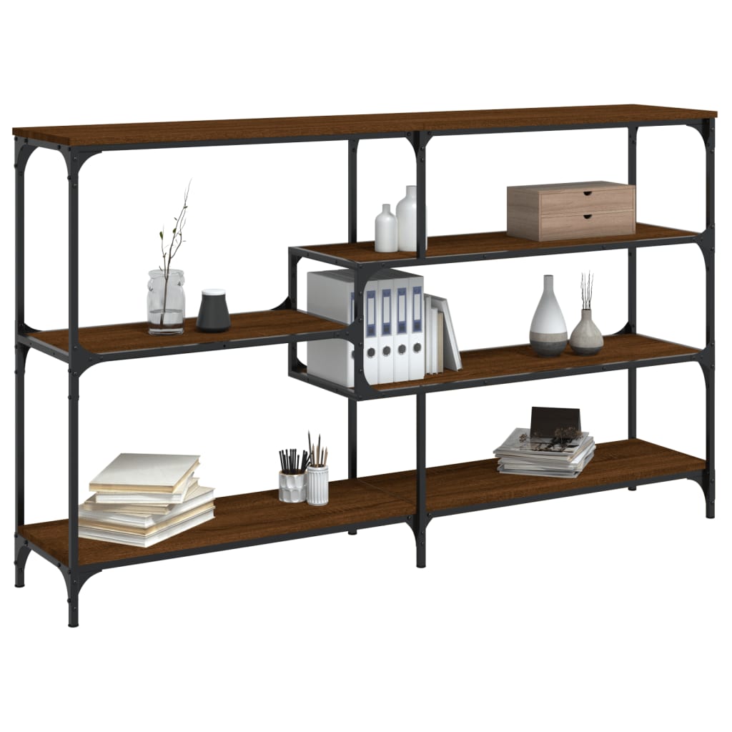 Brown Oak Console Table - Engineered Wood, 160x32x95 cm