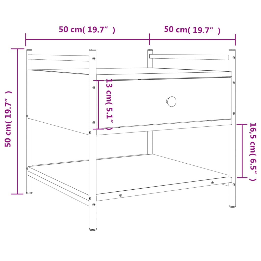 Coffee Table Black 50x50x50 cm Engineered Wood