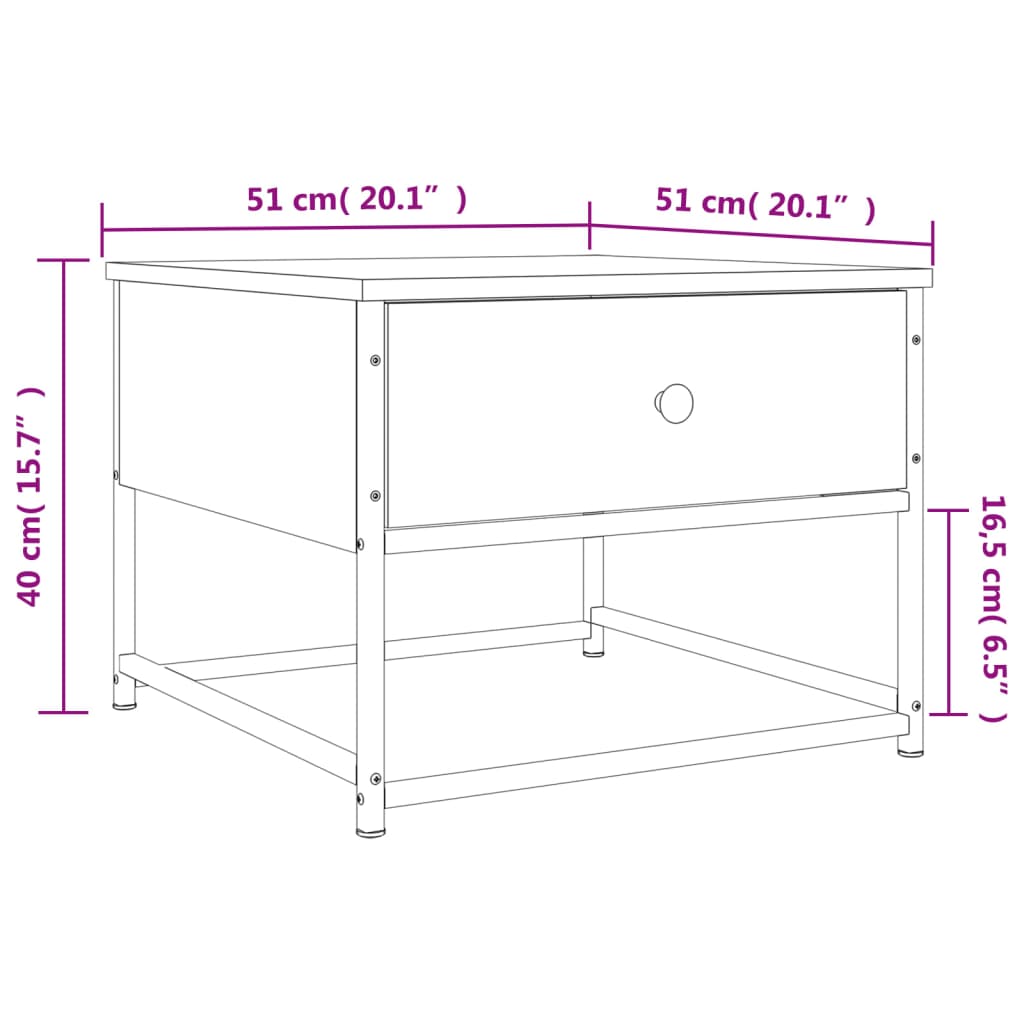 Coffee Table Brown Oak 51x51x40 cm Engineered Wood