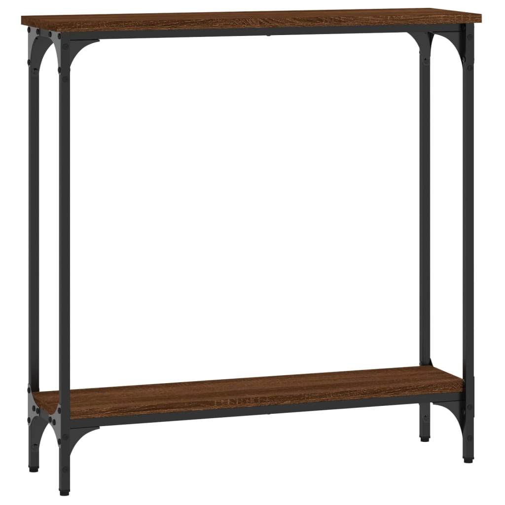 Brown Oak Engineered Wood Console Table - 75x22.5x75 cm