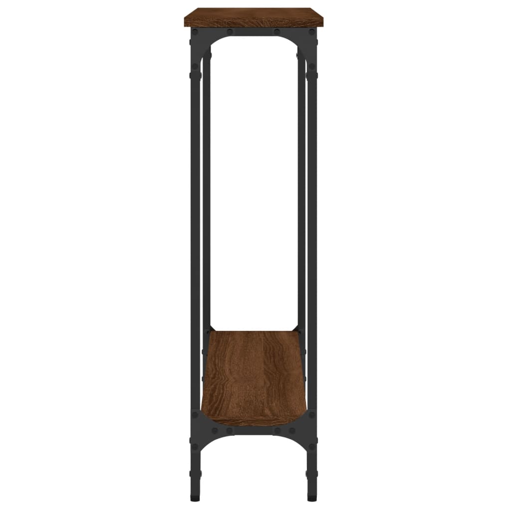 Brown Oak Engineered Wood Console Table - 75x22.5x75 cm