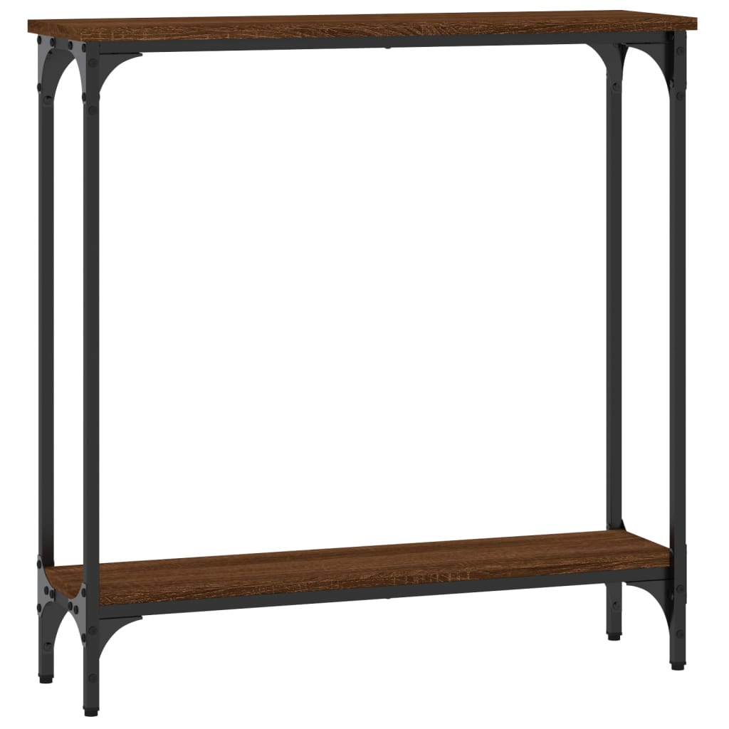 Brown Oak Engineered Wood Console Table - 75x22.5x75 cm