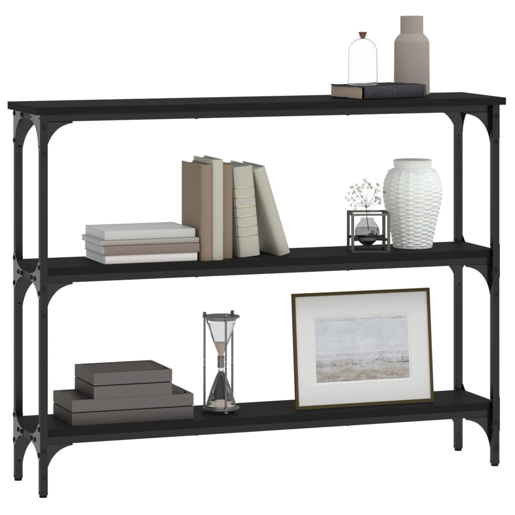 Modern Black Console Table - Engineered Wood, 100x22.5x75 cm