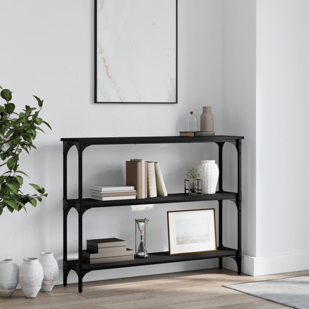 Modern Black Console Table - Engineered Wood, 100x22.5x75 cm