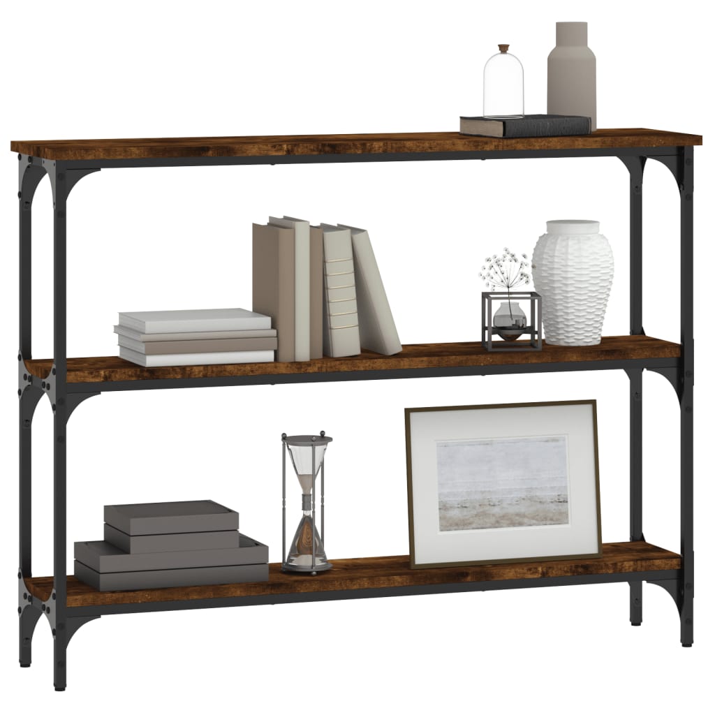 Smoked Oak Console Table - 100x22.5x75 cm, Engineered Wood