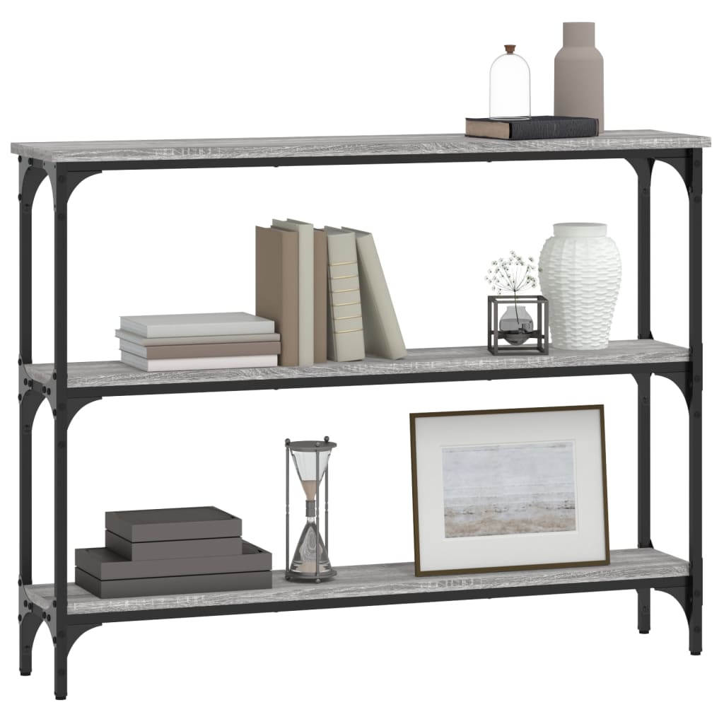 Sonoma Grey Console Table - Engineered Wood, 100x22.5x75cm