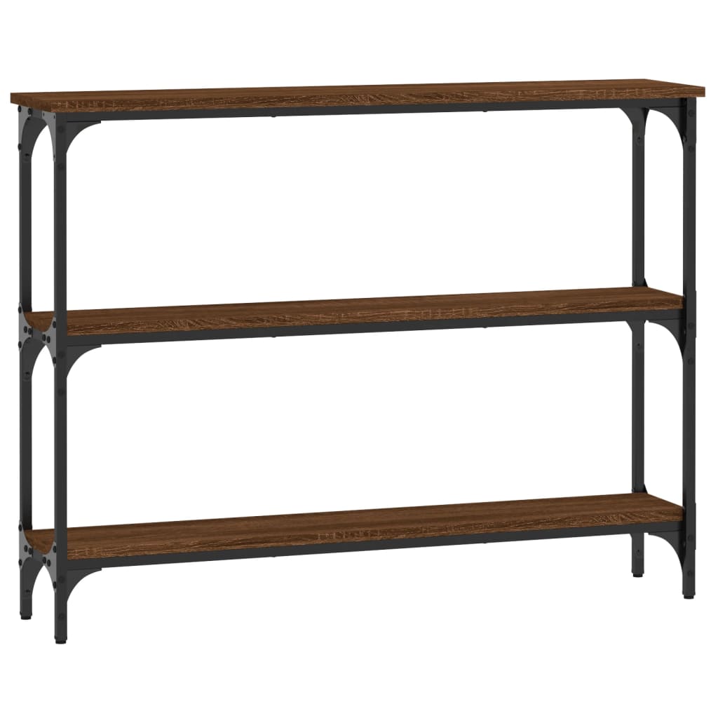 Brown Oak Console Table - Engineered Wood, 100x22.5x75 cm
