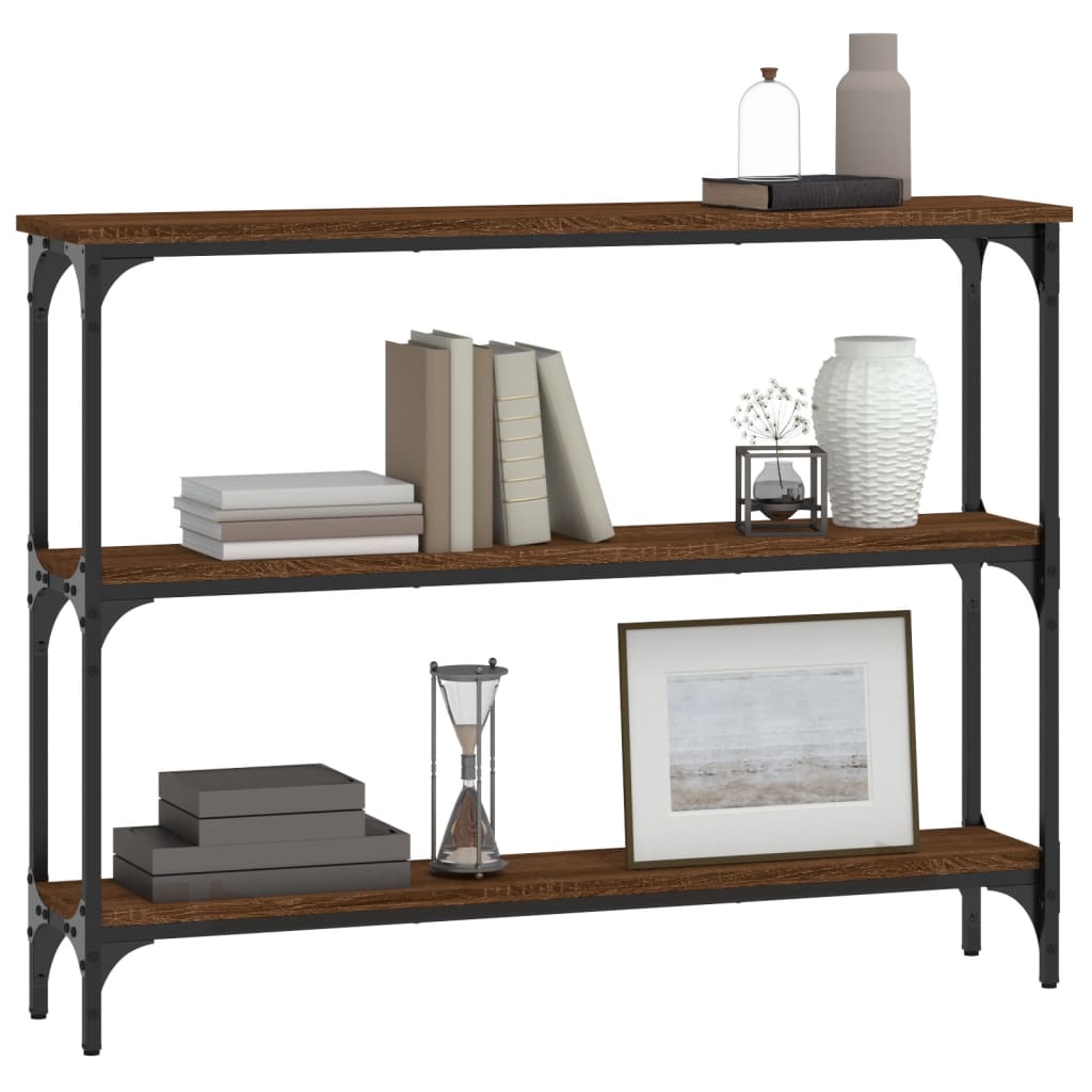 Brown Oak Console Table - Engineered Wood, 100x22.5x75 cm