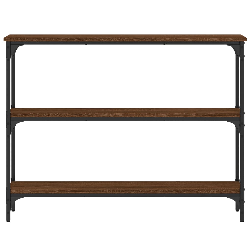 Brown Oak Console Table - Engineered Wood, 100x22.5x75 cm