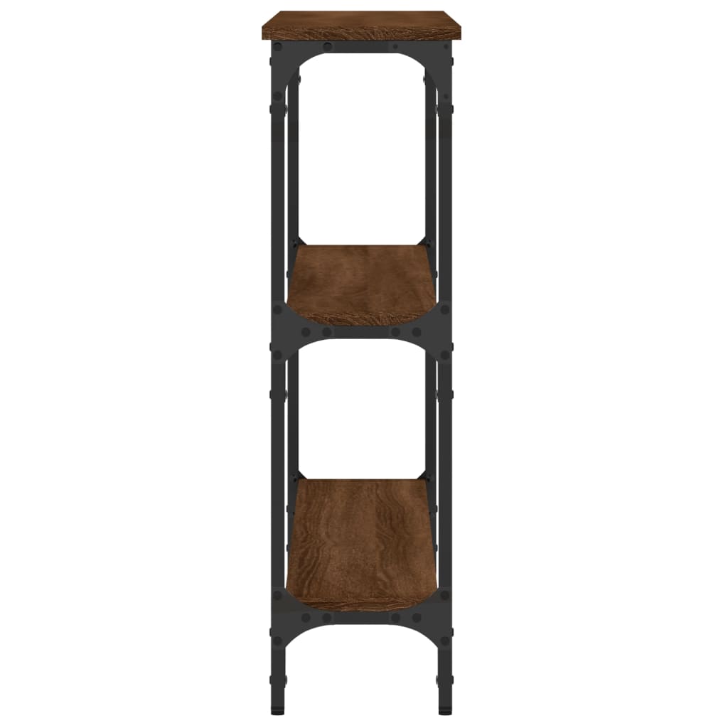 Brown Oak Console Table - Engineered Wood, 100x22.5x75 cm
