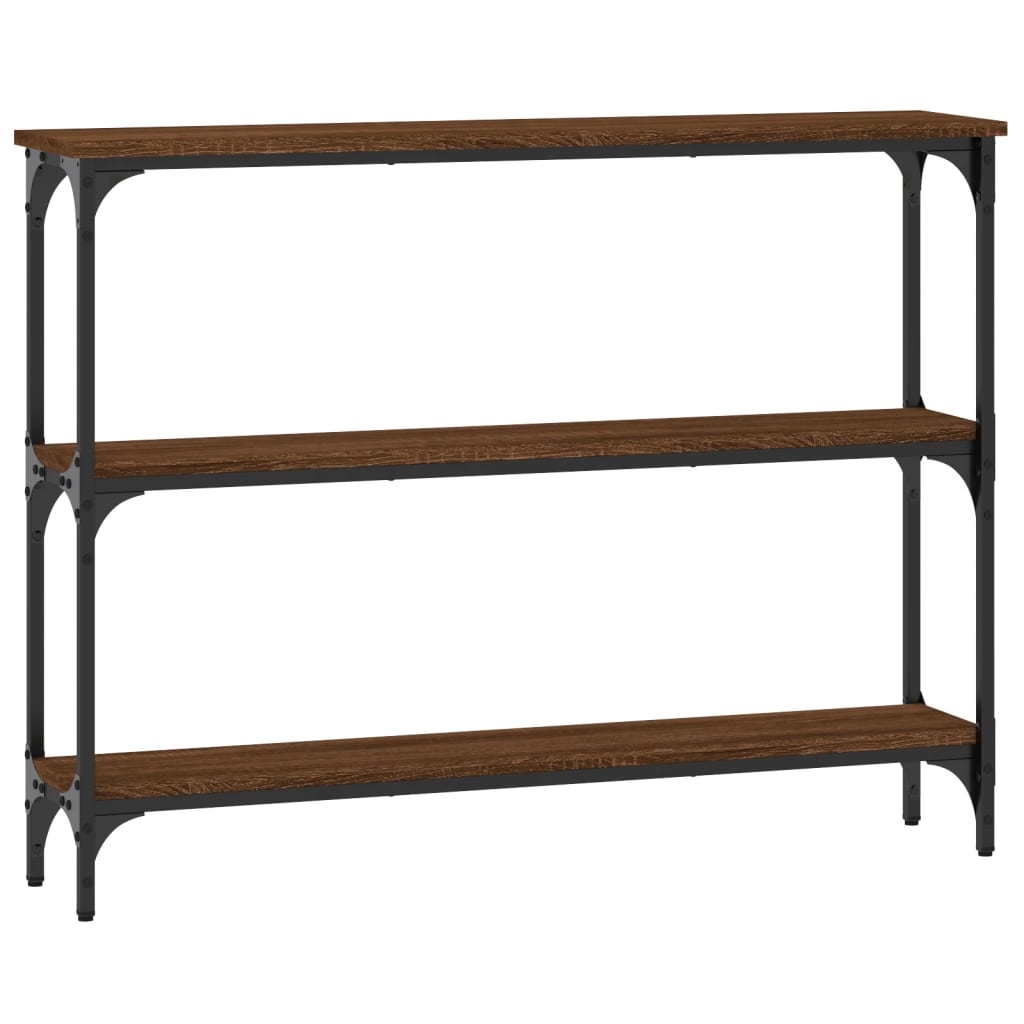 Brown Oak Console Table - Engineered Wood, 100x22.5x75 cm