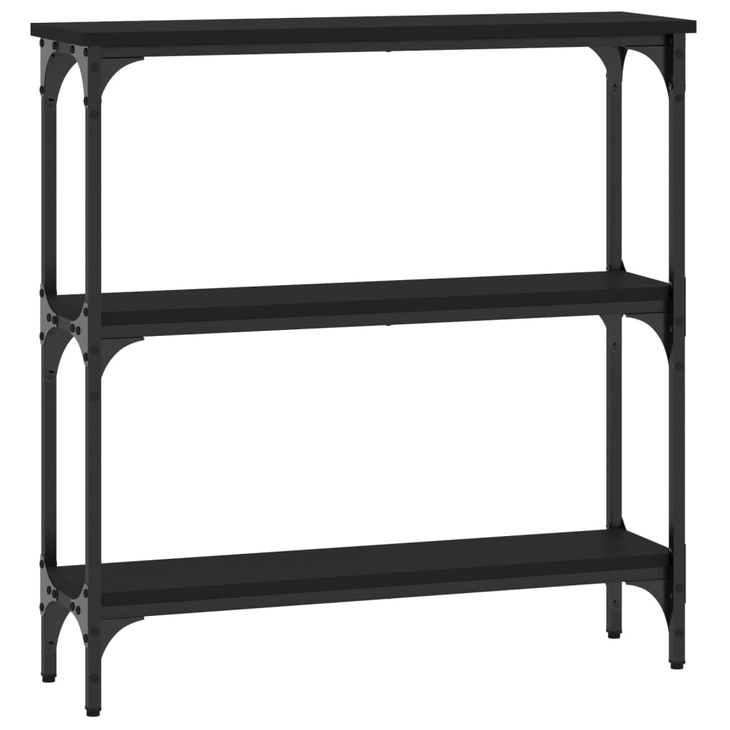 Black Engineered Wood Console Table - 75x22.5x75 cm