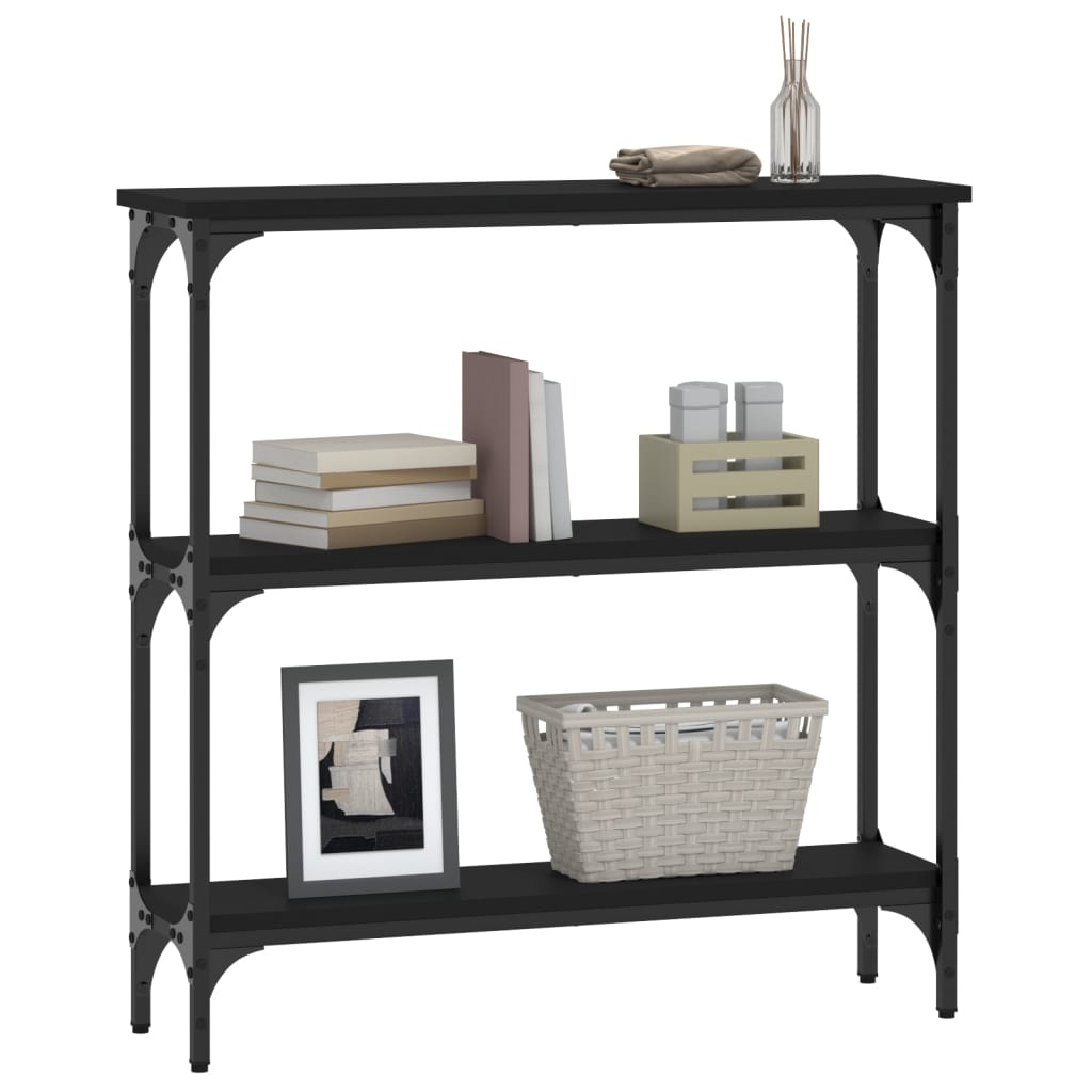 Black Engineered Wood Console Table - 75x22.5x75 cm