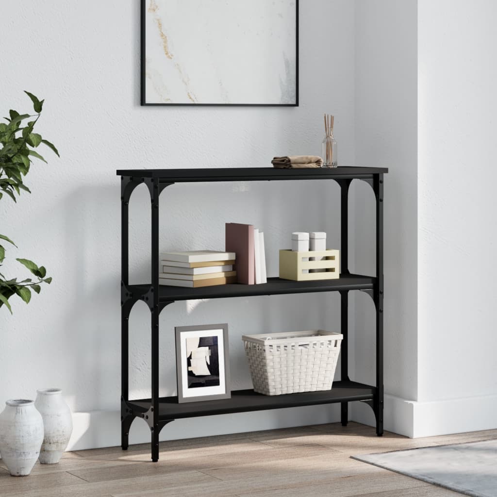 Black Engineered Wood Console Table - 75x22.5x75 cm