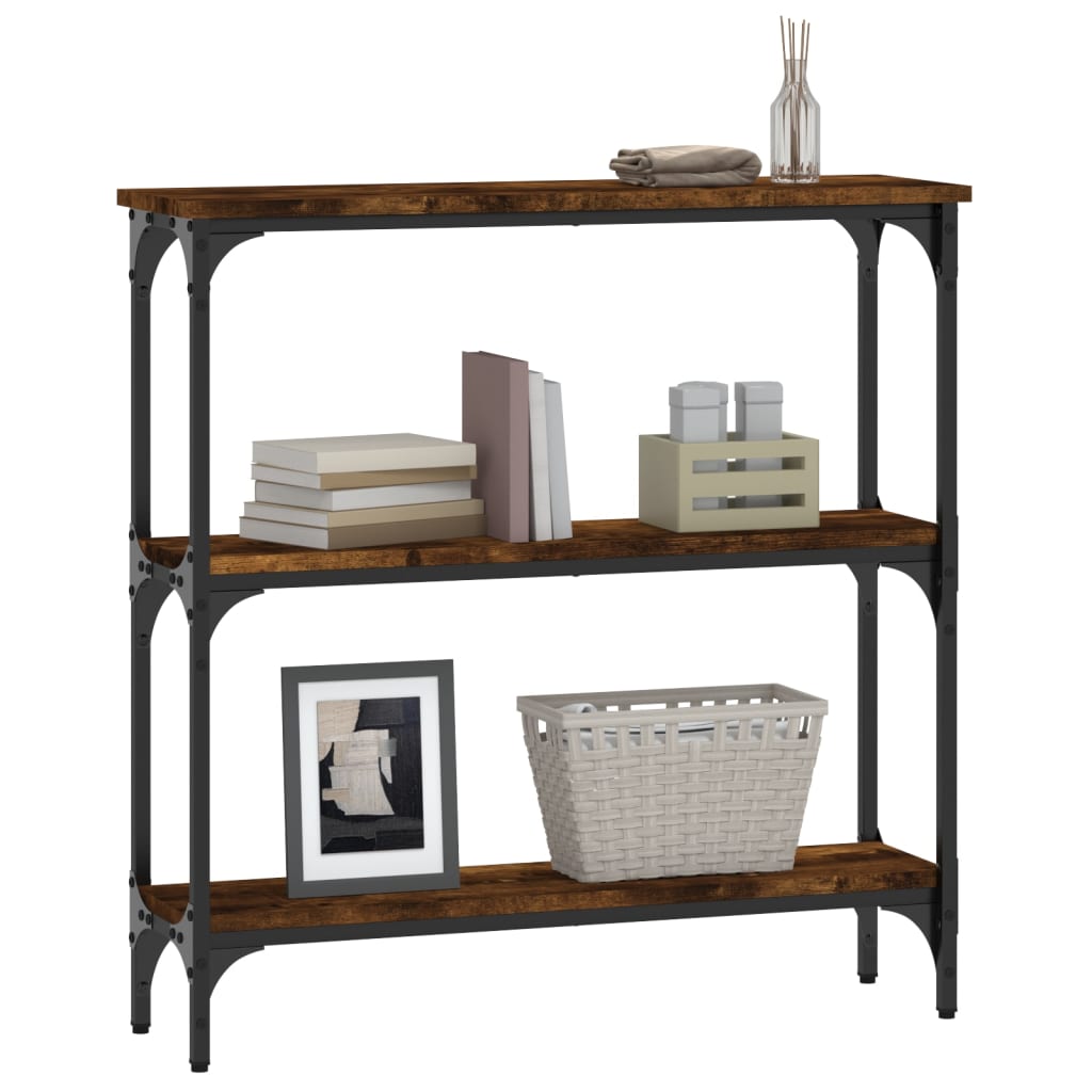 Smoked Oak Console Table - Engineered Wood, 75x22.5x75 cm