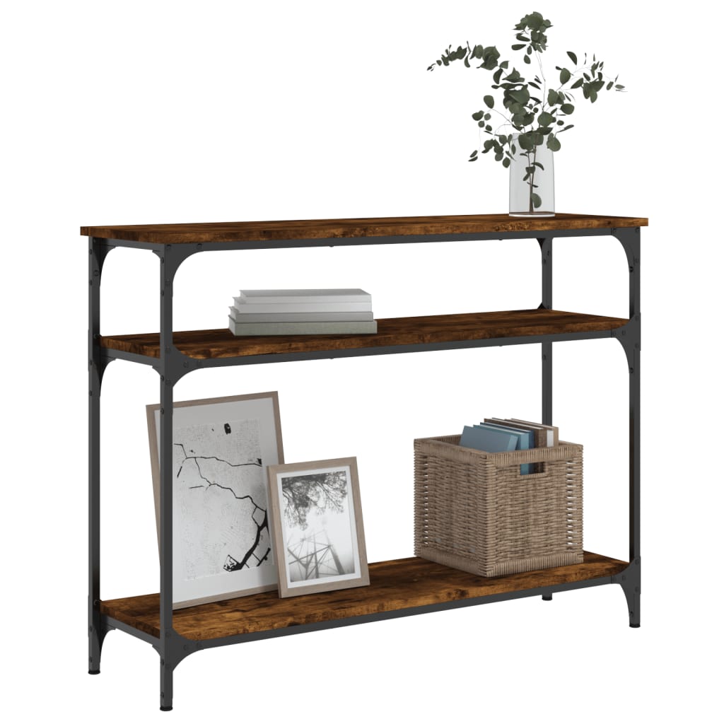 Smoked Oak Console Table - Engineered Wood, 100x29x75 cm
