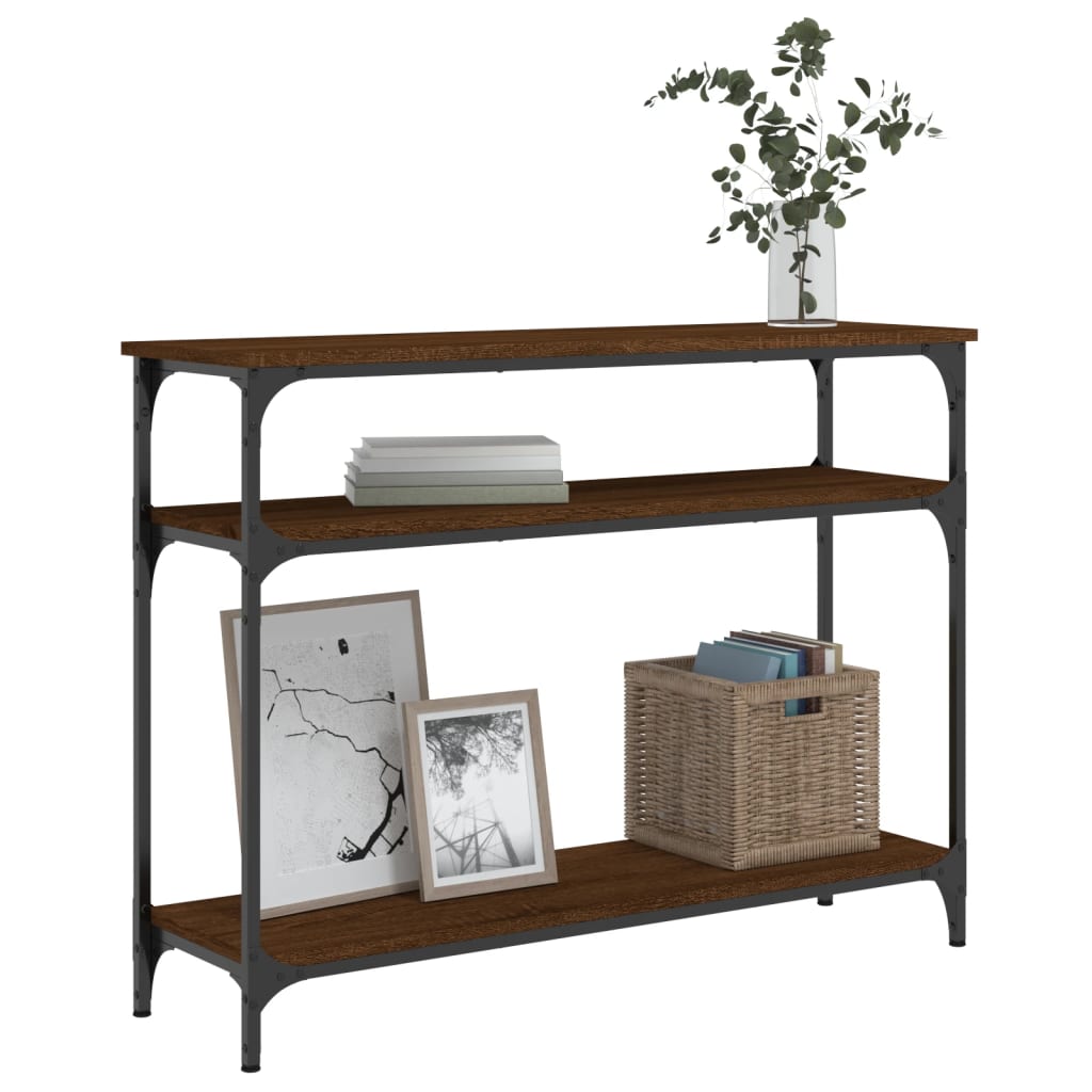Brown Oak Console Table - Engineered Wood, 100x29x75 cm