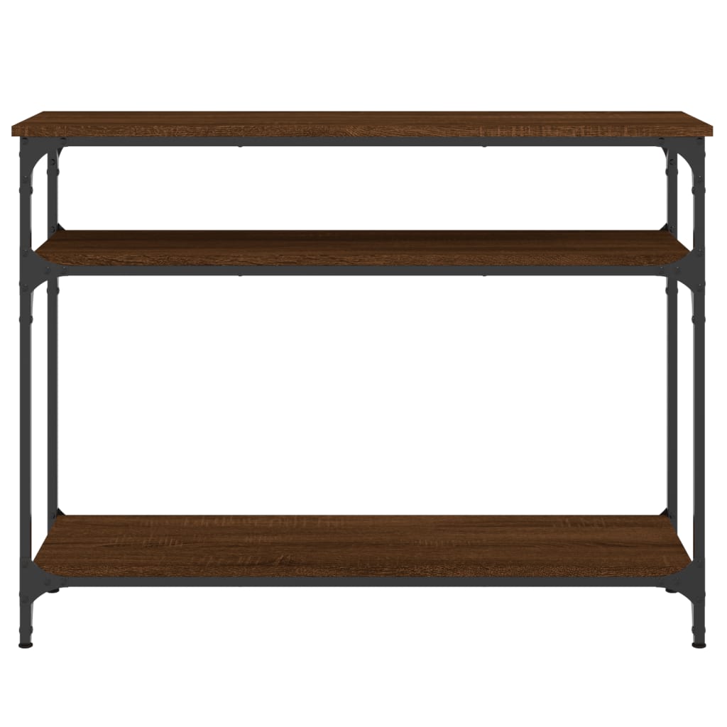 Brown Oak Console Table - Engineered Wood, 100x29x75 cm