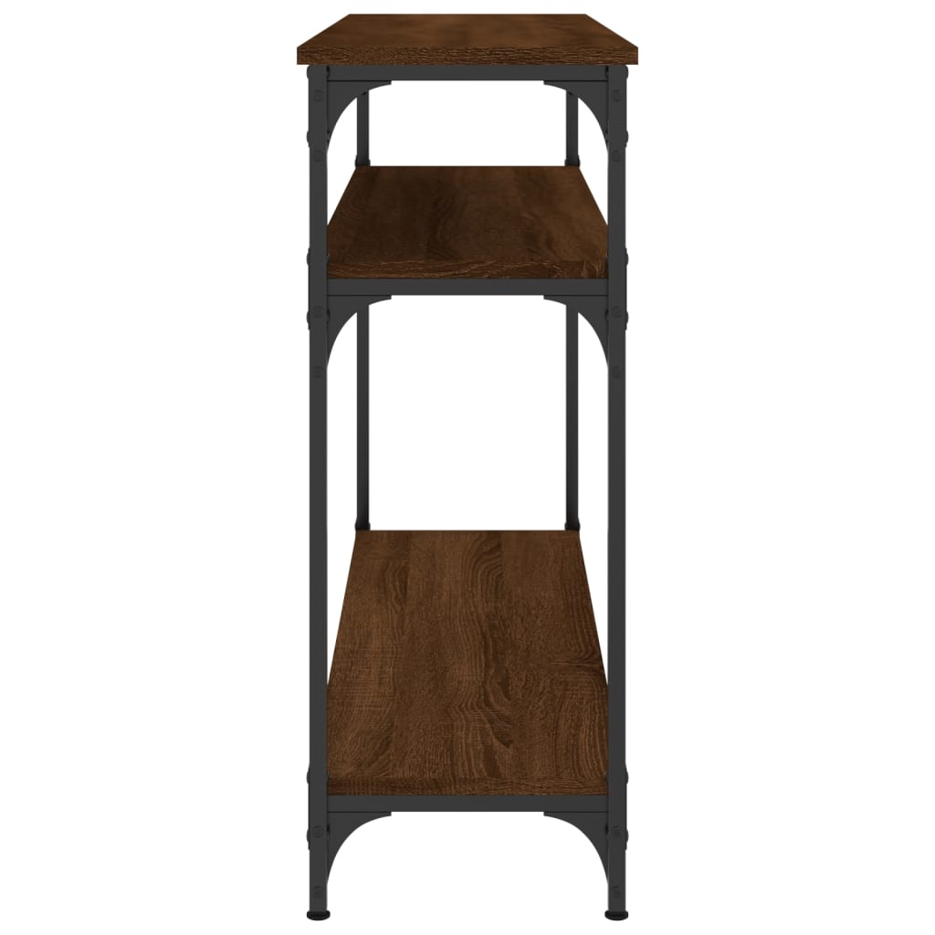 Brown Oak Console Table - Engineered Wood, 100x29x75 cm