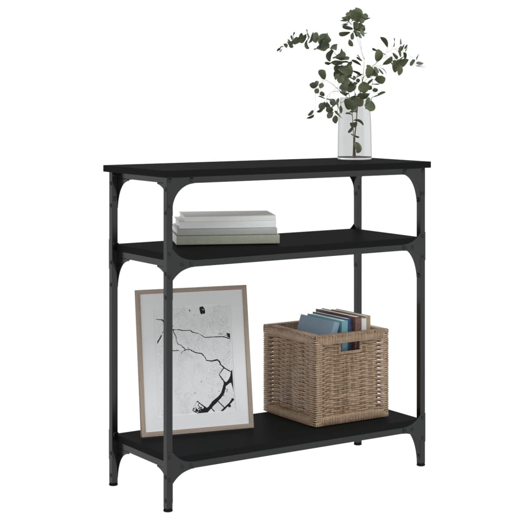 Black Engineered Wood Console Table - 75x29x75 cm