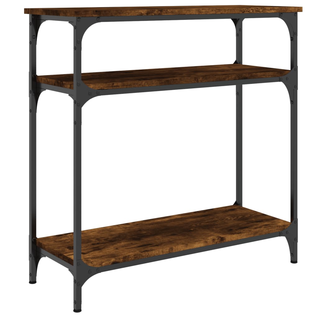 Smoked Oak Engineered Wood Console Table - 75x29x75 cm