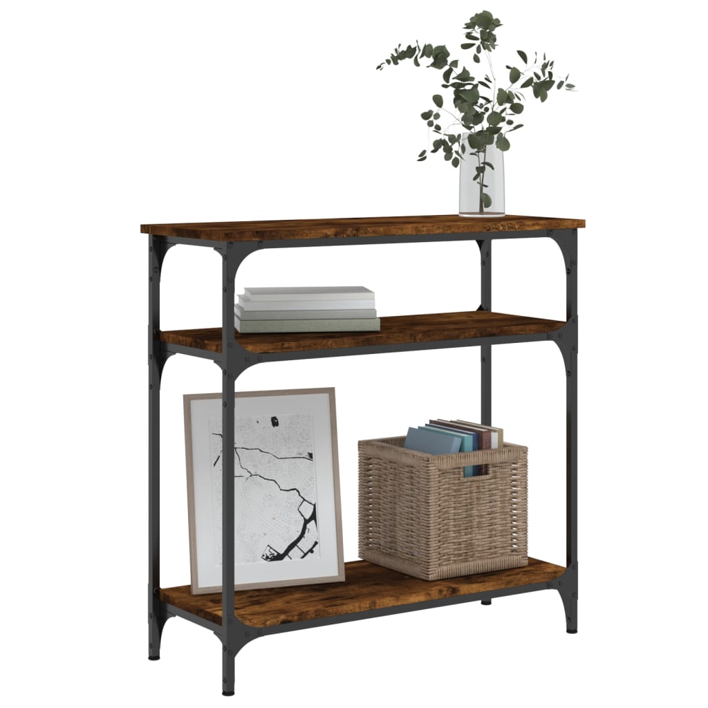 Smoked Oak Engineered Wood Console Table - 75x29x75 cm