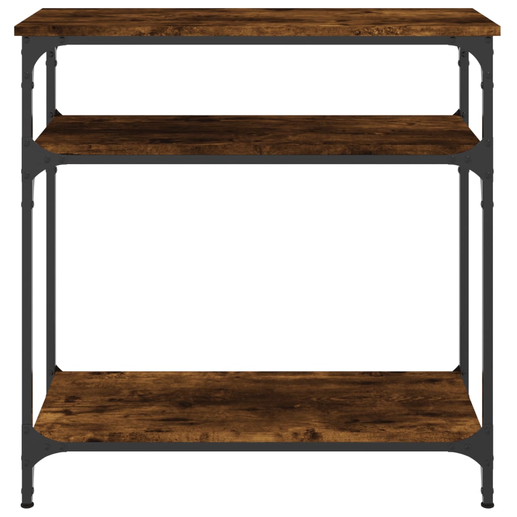 Smoked Oak Engineered Wood Console Table - 75x29x75 cm