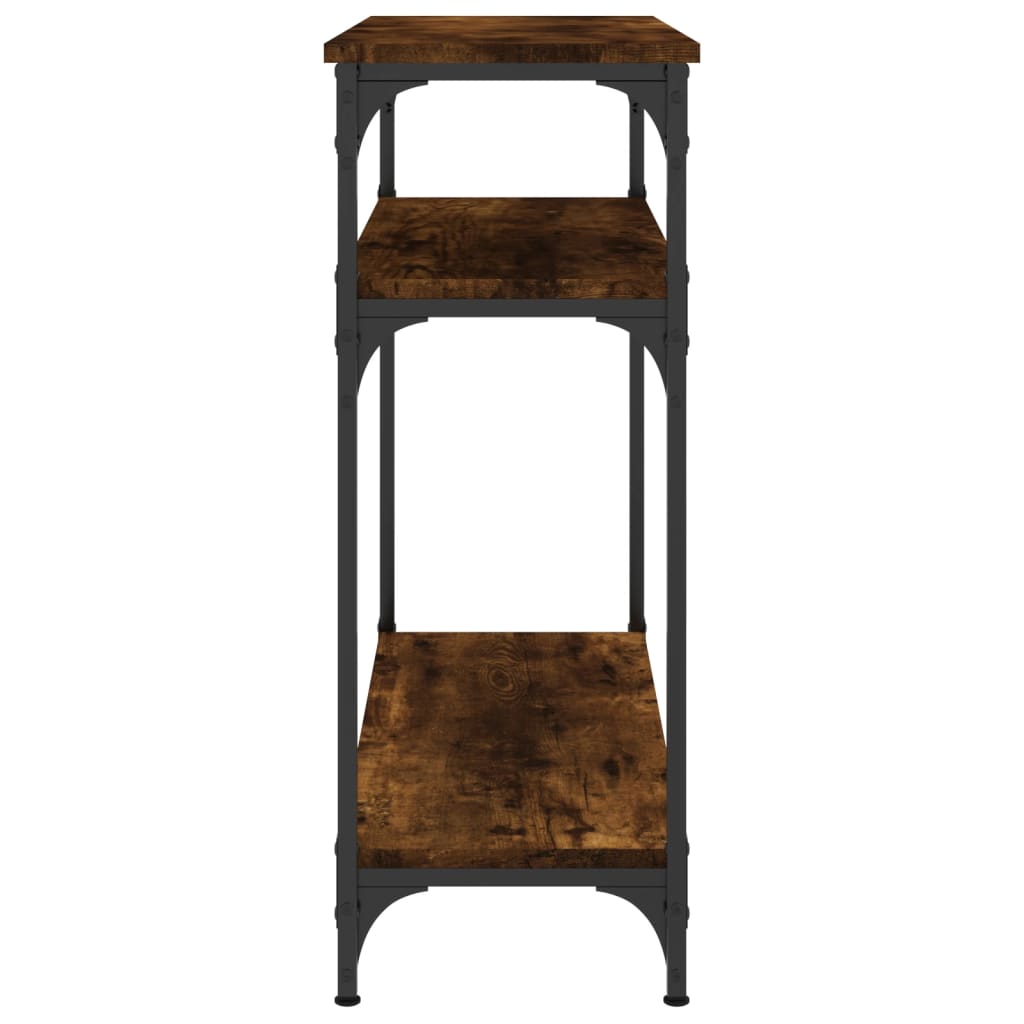 Smoked Oak Engineered Wood Console Table - 75x29x75 cm