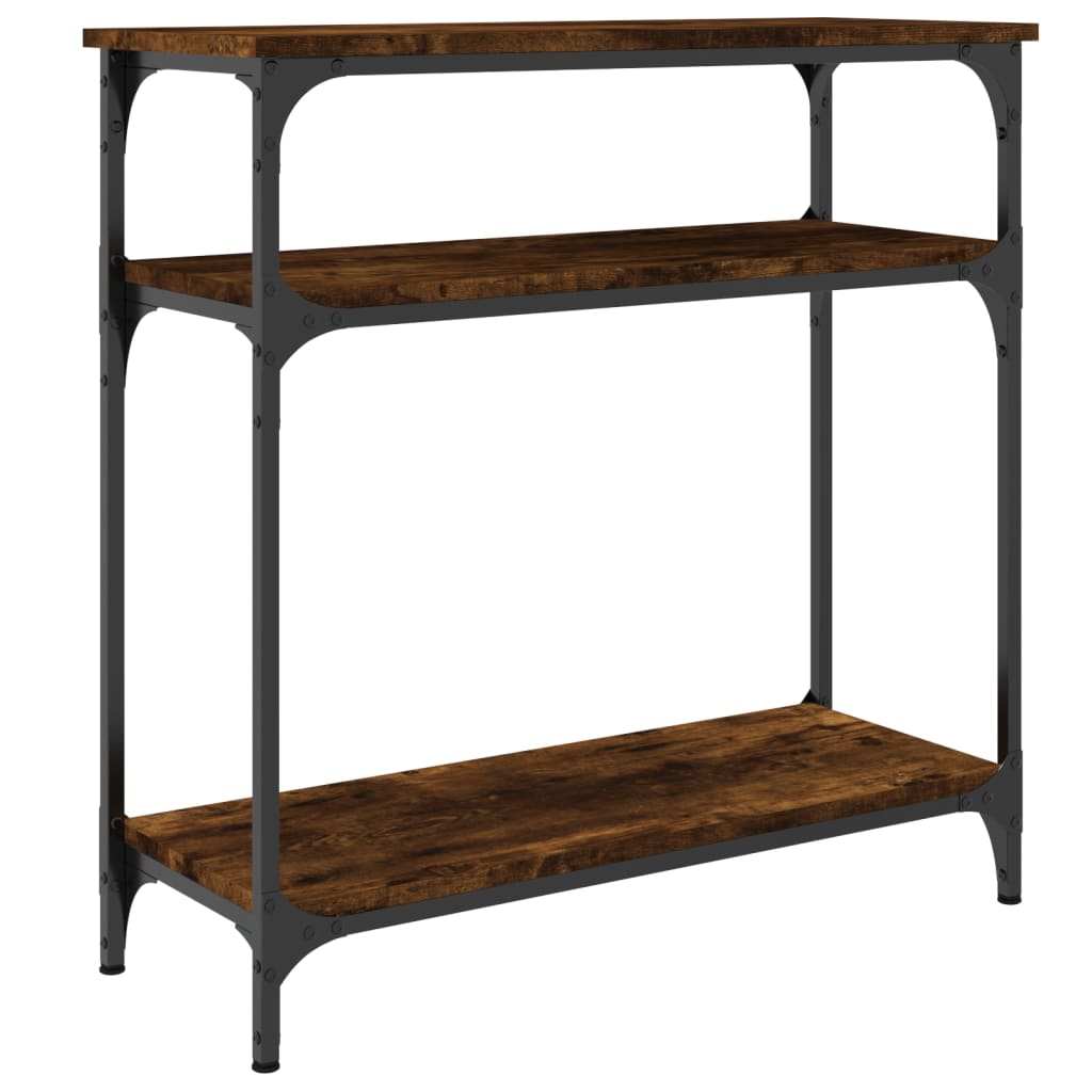 Smoked Oak Engineered Wood Console Table - 75x29x75 cm