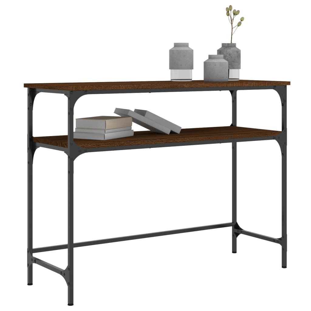 Brown Oak Console Table - 100x35.5x75 cm Engineered Wood