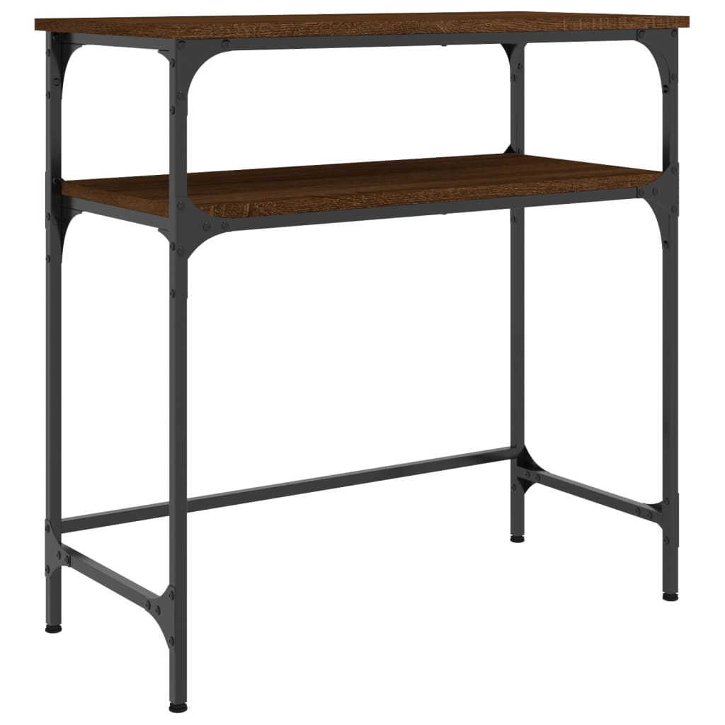 Brown Oak Console Table - 75x35.5x75 cm, Engineered Wood