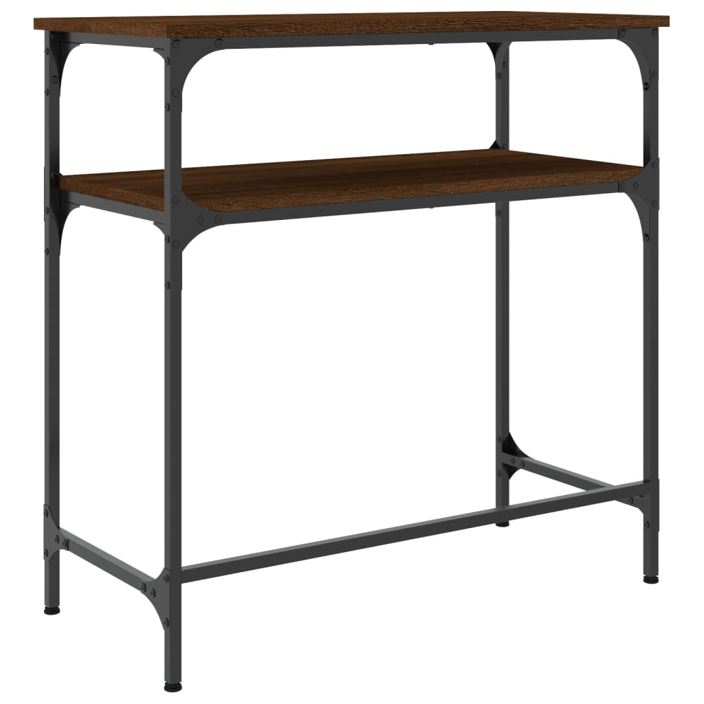 Brown Oak Console Table - 75x35.5x75 cm, Engineered Wood